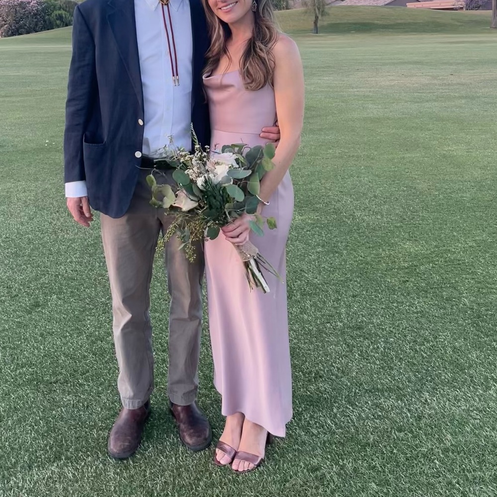 BHLDN Cali Satin Charmeuse Midi Dress Dusty Rose